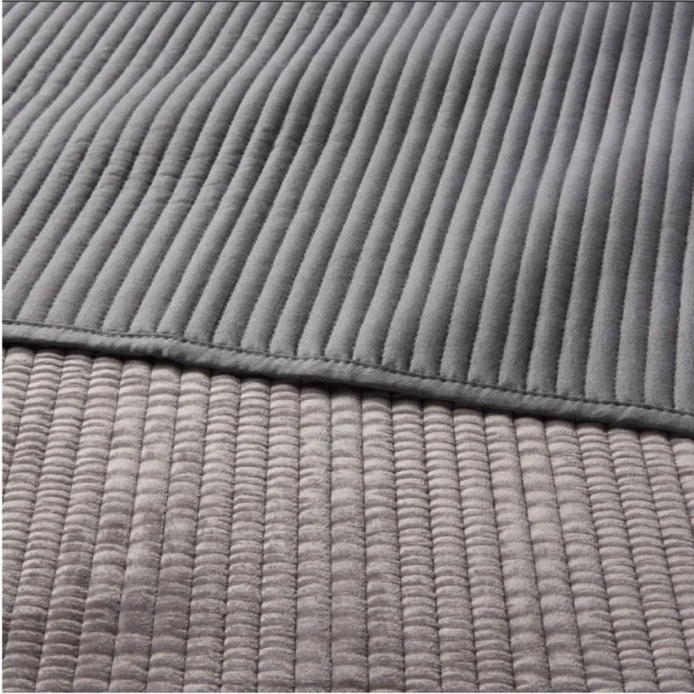 NWT King Ruched Velvet Quilt Gray - Threshold